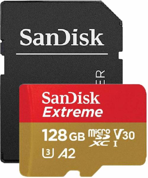 SanDisk 128GB Extreme microSDXC UHS-I Memory Card with Adapter - 160MB/s,  U3, V30, 4K UHD, A2, Micro SD Card - SDSQXA1-128G-GN6MA