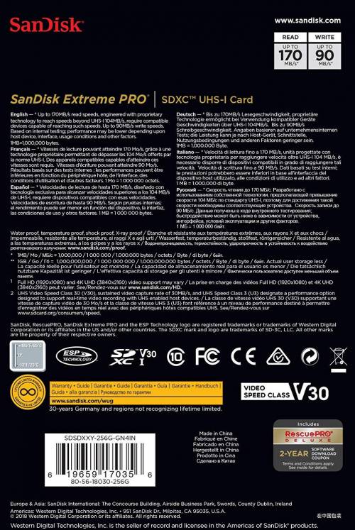 Test Carte SD SanDisk Extreme Pro 1 To SDXC UHS-I 170 Mo/s : un