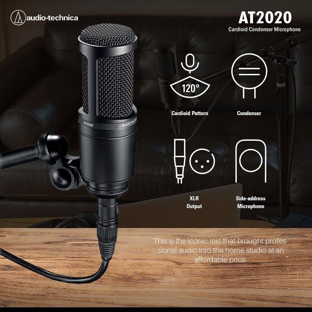 Wired Black Audio-Technica AT2020 Cardioid Condenser Studio XLR Microphone  at Rs 8500/piece in Chennai