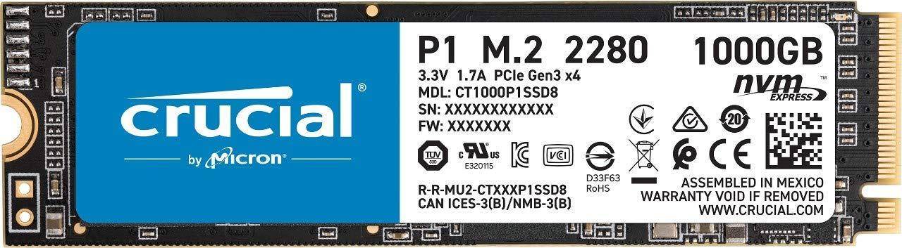 Crucial P1 1TB 3D NAND NVMe PCIe M.2 SSD zoom image