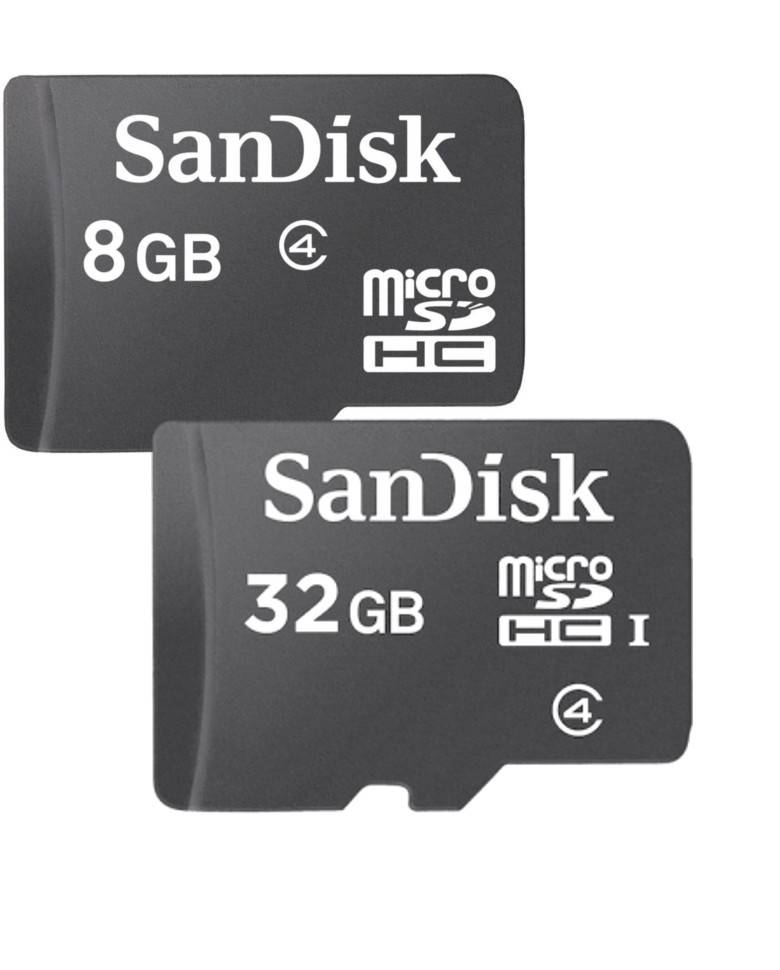 Sandisk 8GB & 32GB Class 4 MicroSD Memory Cards Combo Pack zoom image