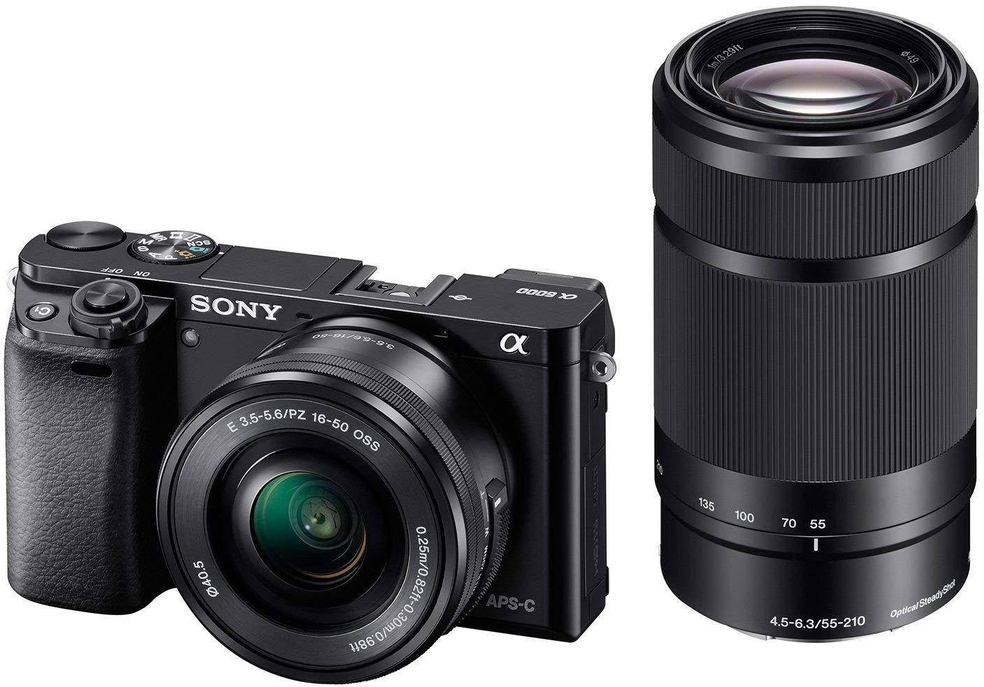 Sony Alpha A6000Y DSLR Camera [24.3MP] + 16-50mm Lens + 55-210mm Lens, 16GB Memory Card and Camera Bag zoom image