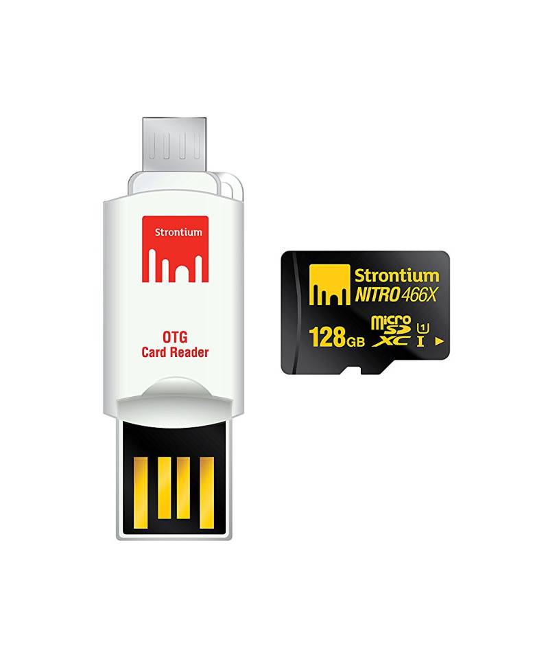 Strontium Nitro 466X 128GB MicroSD Card with OTG Card Reader (SRN128GTFU1T) zoom image